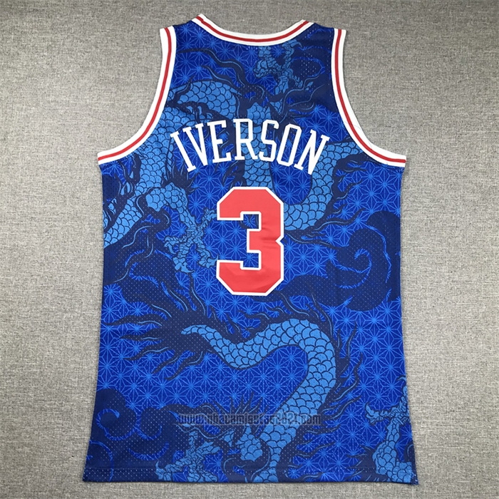 Camiseta Philadelphia 76ers Allen Iverson #3 Asian Heritage Throwback 1996-97 Azul